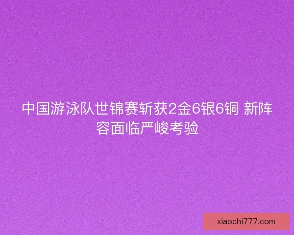 中国游泳队世锦赛斩获2金6银6铜 新阵容面临严峻考验